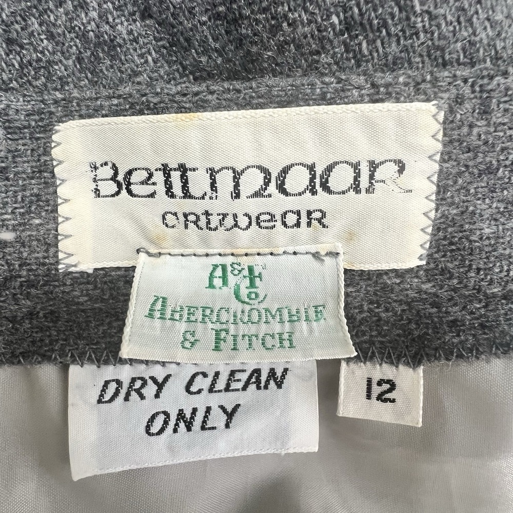 Vintage 70's Bettmaar Artwear Equestrian Fox Hunt Wool Wrap Maxi Skirt Grey 12 - Picture 12 of 13